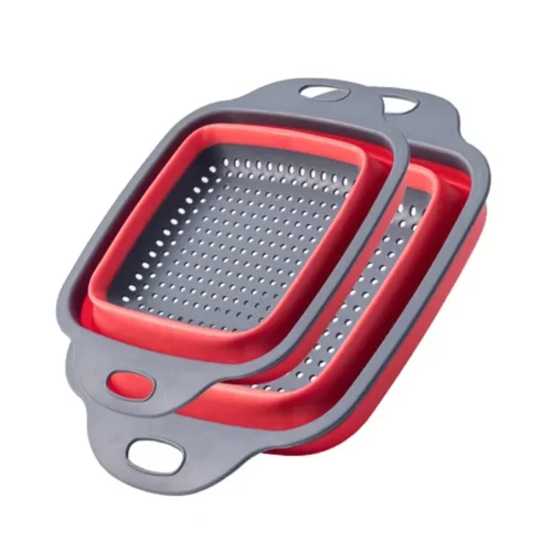 Round and Square Collapsible Colanders - Folding Fruit and Vegetable Strainers with Handles