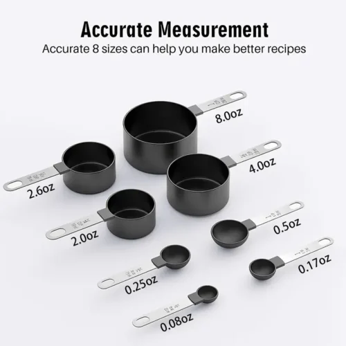 8-Piece Measuring Cups and Spoons Set with Stainless Steel Handles
