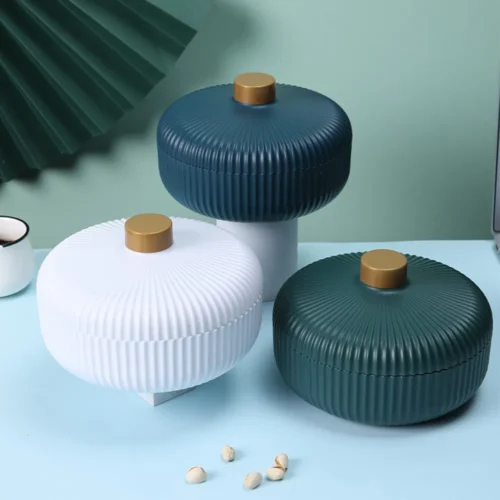 Four Compartment Snack Tray with Lid for Fruits, Nuts, Candy, and Food Storage