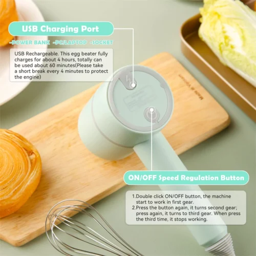 Portable Electric Food Processor Set - Multifunctional Blender, Hand Mixer, Egg Beater & Milk Frother
