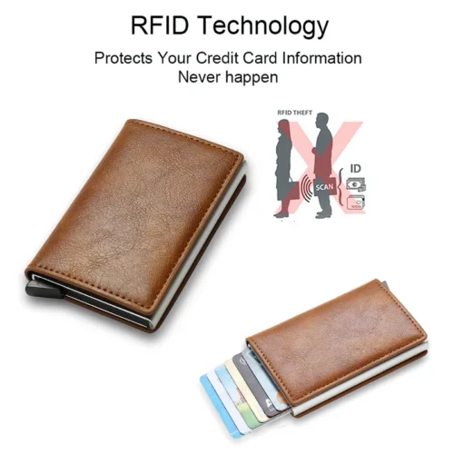 RFID Credit Card Holder, Small Leather Bank Cardholder Case, Slim, and Thin Magic Mini Wallet