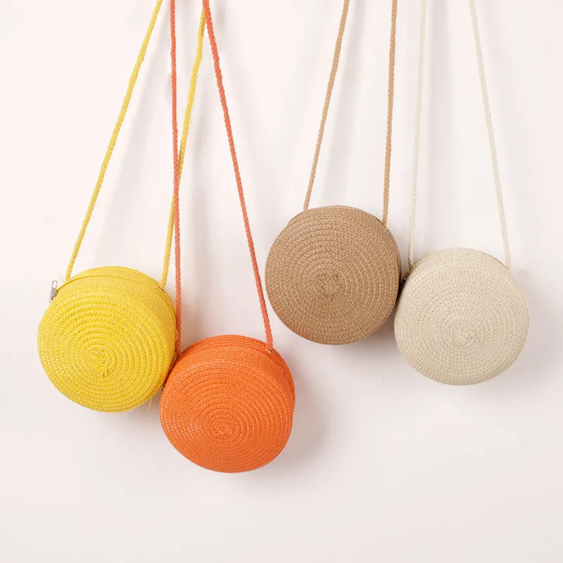 Handmade Woven Beach Crossbody Bag with Rattan Weaving - A Stylish Shoulder Handbag in Candy Colors