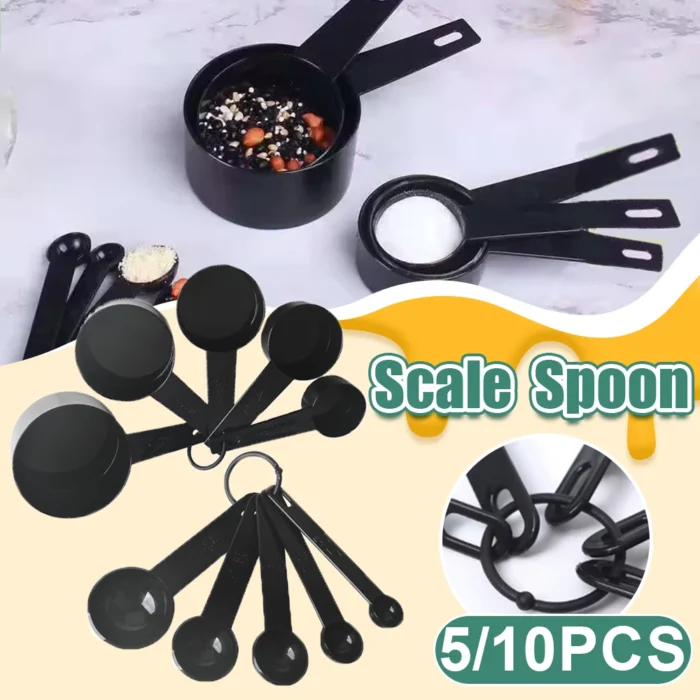 Multipurpose Measuring Spoon Set with Scale - 5/10PCS Teaspoon and Cup Scoops for Cake Baking, Flour, and Food Measurement in Home Kitchen Cooking