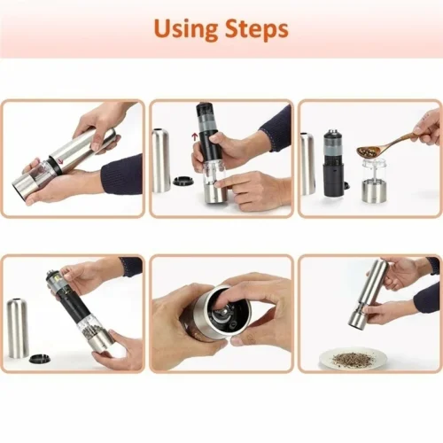 Battery-Powered Precision Stainless Steel Electric Salt and Pepper Mill