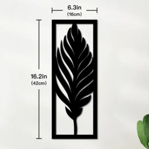 Tropical Leaves Wooden Wall Art - Boho Black Plaque Line Art Decor for Home, Living Room, Bedroom, and Salon