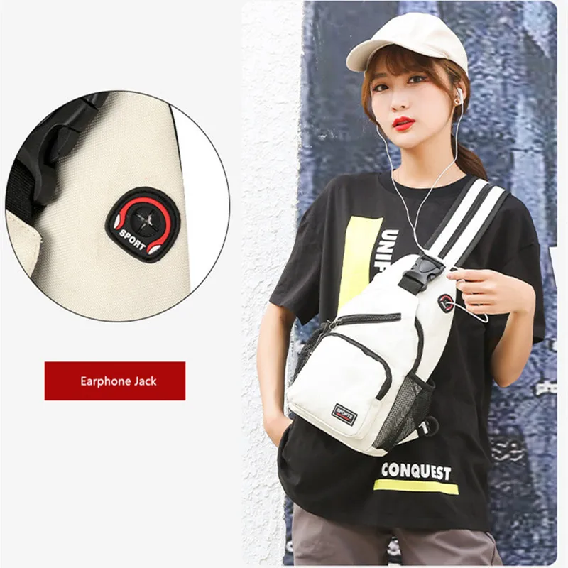 Multi-Function Crossbody and Belt Bag with Earphone Hole - Ideal for Sports and On-the-Go Use