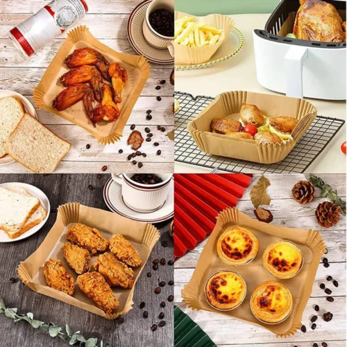 50-Pack Air Fryer Disposable Paper Liners - Non-Stick Baking and Cooking Liners for Easy Cleanup