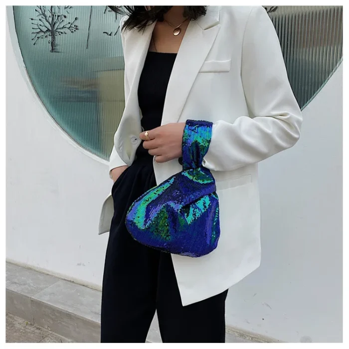 Reversible Sequin Evening Bag for Ladies and Girls - Small Glitter Wrist Knot Bag for a Luxurious Fashion Statement