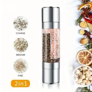 2-in-1 Manual Stainless Steel Salt and Pepper Grinder Set with Adjustable Ceramic Grinding