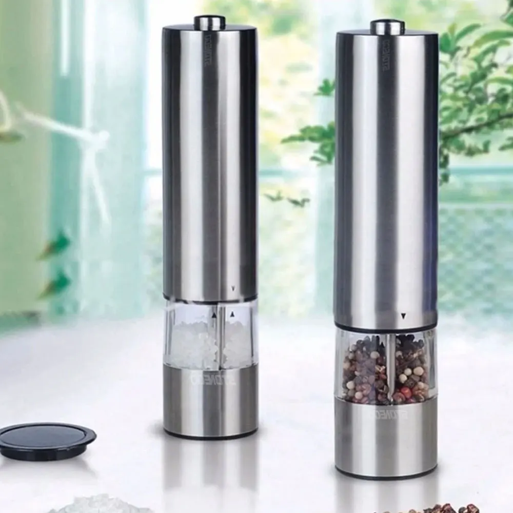 Precision Stainless Steel Electric Salt and Pepper Mill Grinder – Battery-Powered