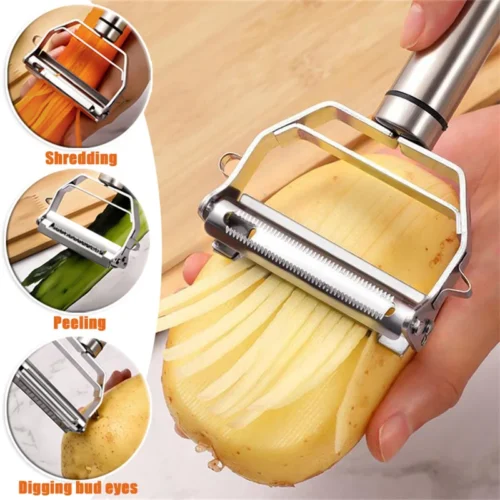Stainless Steel Kitchen Vegetable Peeler – Multifunctional Potato Cutter and Slicer