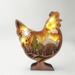 Creative Animal Wooden Table Lamp: Battery-Operated LED Night Light