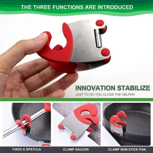 Stainless Steel Pot Clip Holder with Anti-Scald Silicone Grip