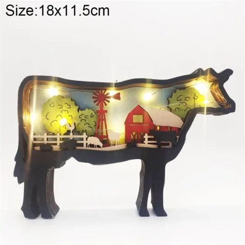 Creative Animal Wooden Table Lamp: Battery-Operated LED Night Light