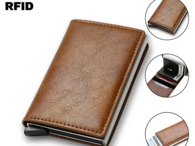 RFID Credit Card Holder, Small Leather Bank Cardholder Case, Slim, and Thin Magic Mini Wallet