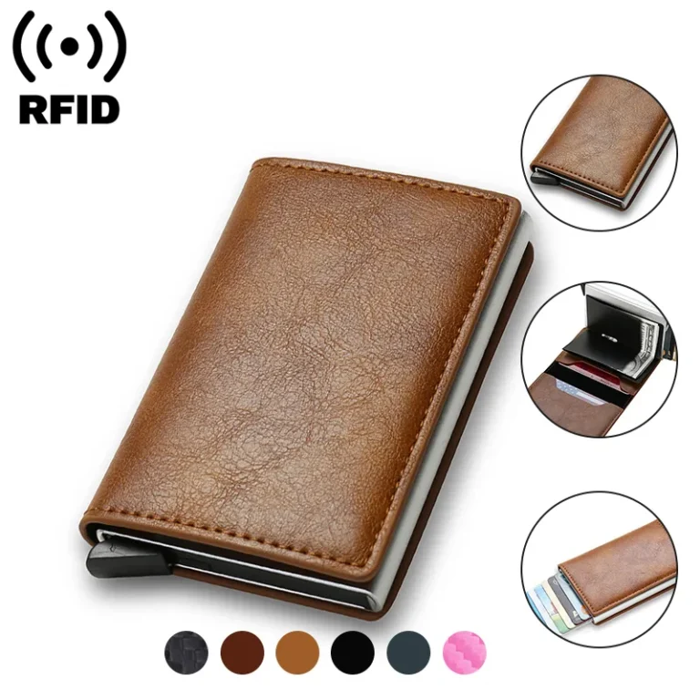 RFID Credit Card Holder, Small Leather Bank Cardholder Case, Slim, and Thin Magic Mini Wallet