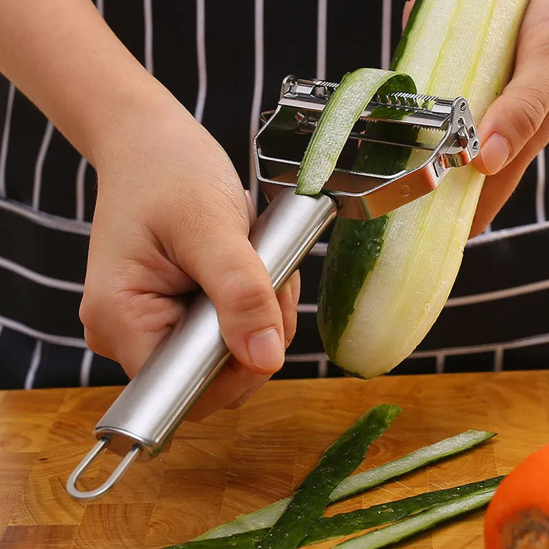 Kitchen Vegetable Peeler Stainless Potato Cutter Double-Head Vegetable Slicer Household Multiple-Function Vegetable Chopper