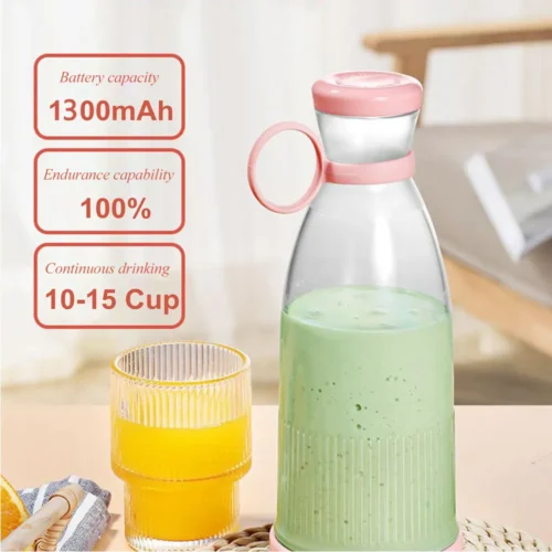USB Rechargeable Mini Electric Blender - Portable Juice Bottle for Smoothies and Ice