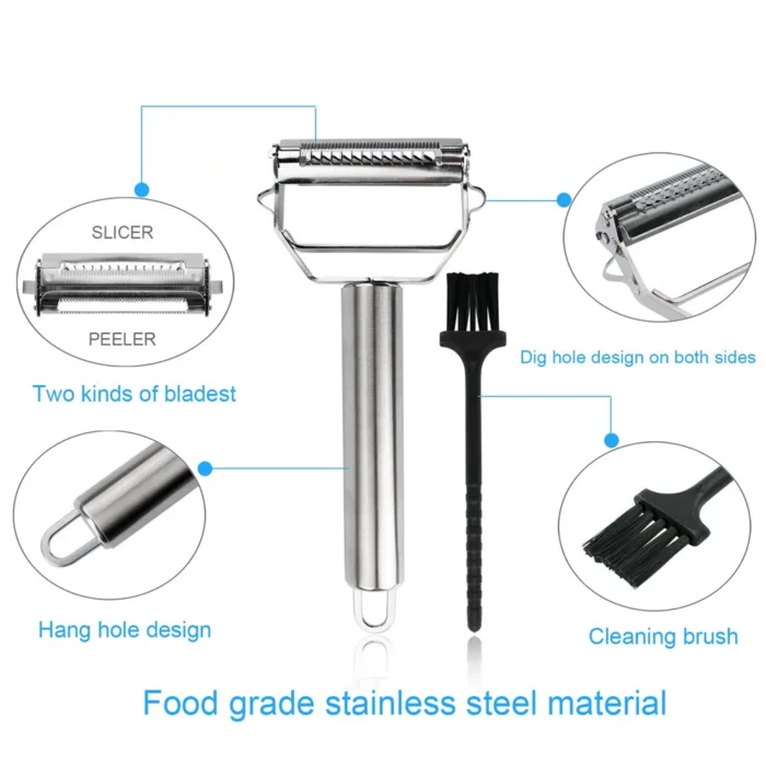 Multifunctional Stainless Steel Peeler - Ideal for Fruits and Vegetables, and More - Slice, Grate, and Julienne with Ease in Your Home Kitchen