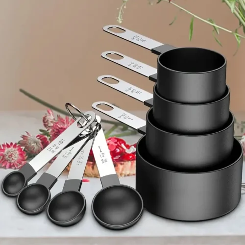 8-Piece Measuring Cups and Spoons Set with Stainless Steel Handles