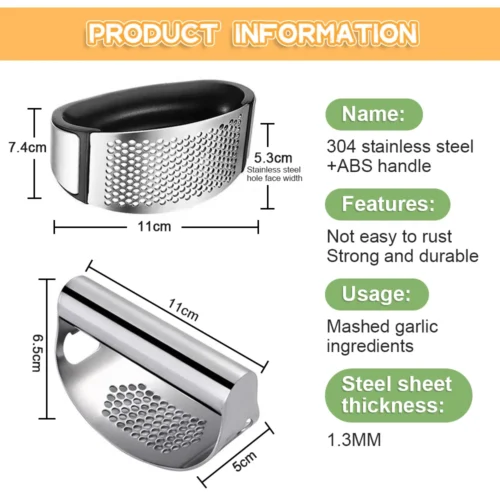Manual Garlic Mincer – Stainless Steel Garlic Press for Easy Chopping and Crushing