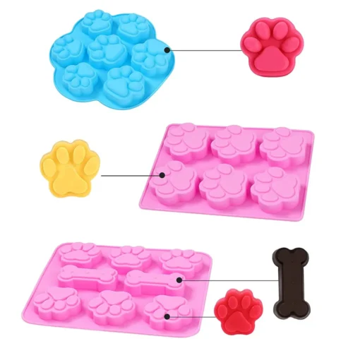 Nonstick Silicone Paw Cake and Bone Molds for Baking Candy and Jelly