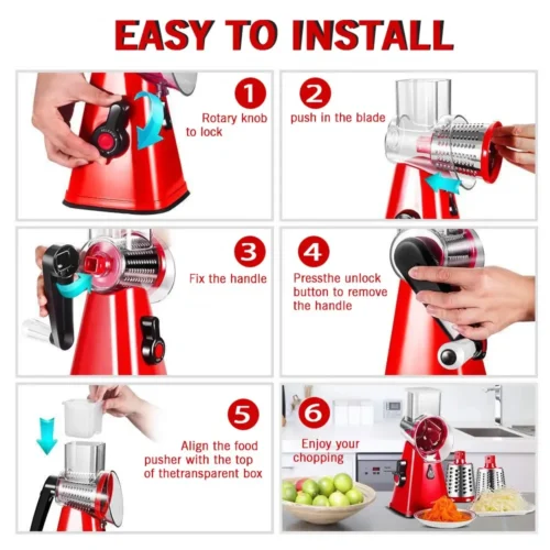 Multifunctional Round Rotate Mandoline Slicer - Manual Kitchen Gadget for Potatoes, Cheese, and Vegetables