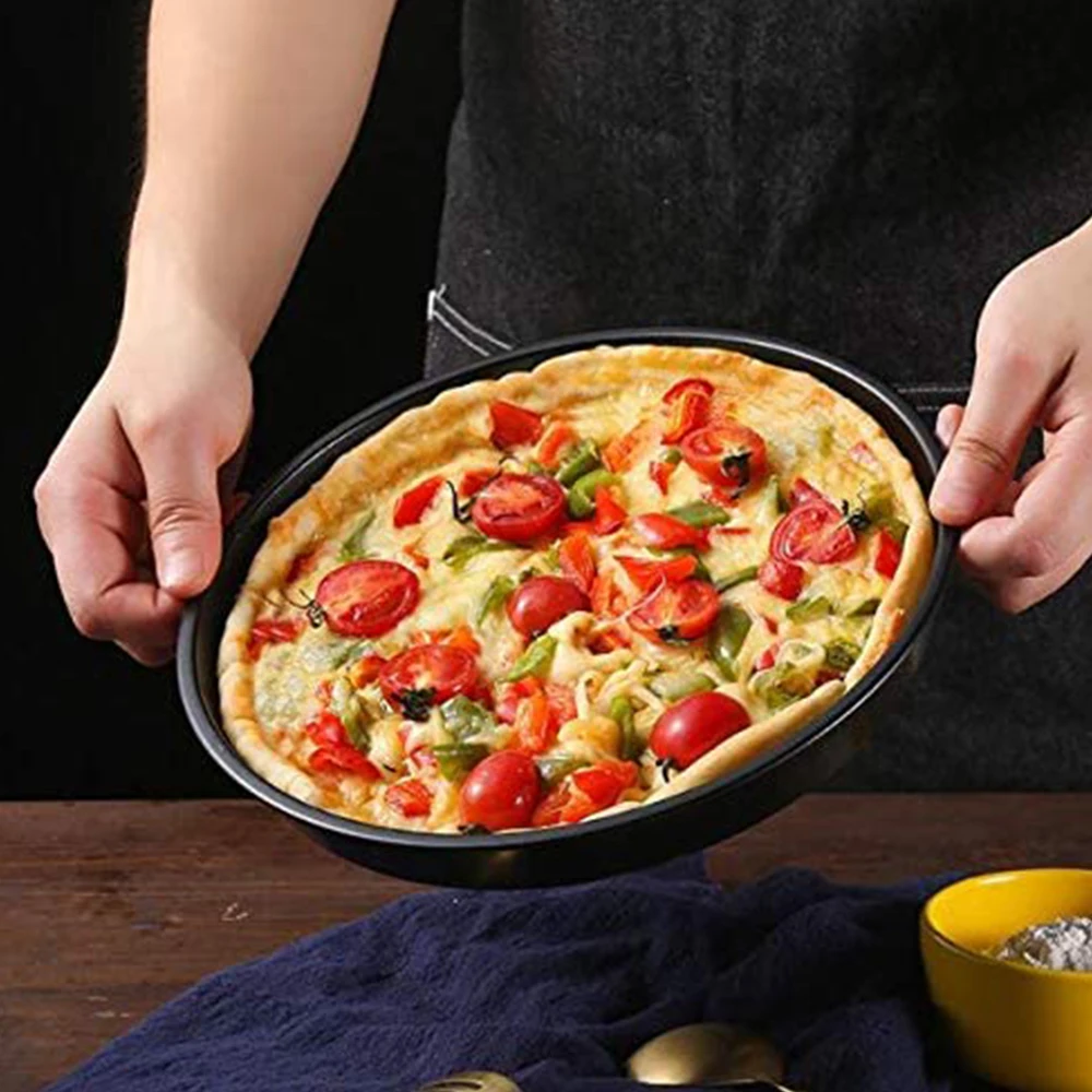 7/8/9/10 Inch Pizza Baking Pan Nonstick Carbon Steel Pizza Tray Round Baking Sheet for Homemade Pizza Oven Pans