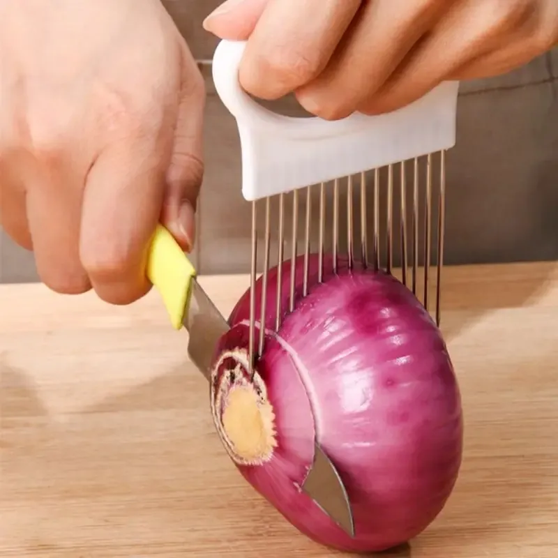 Stainless Steel Potato Chip Maker and Onion Holder for Effortless Chopping in the Kitchen