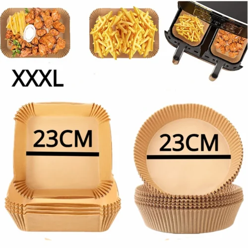 50-Pack Air Fryer Disposable Paper Liners - Non-Stick Baking and Cooking Liners for Easy Cleanup
