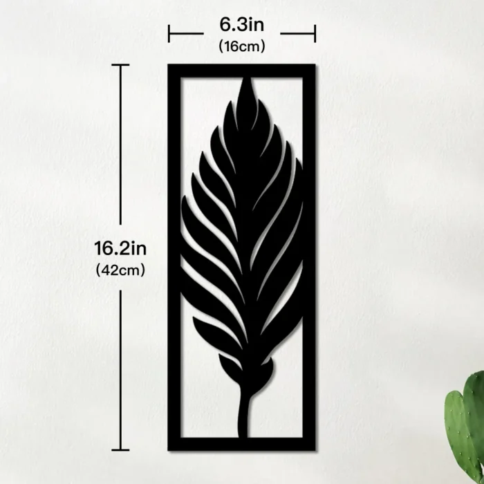 Tropical Leaves Wooden Wall Art - Boho Black Plaque Line Art Decor for Home, Living Room, Bedroom, and Salon