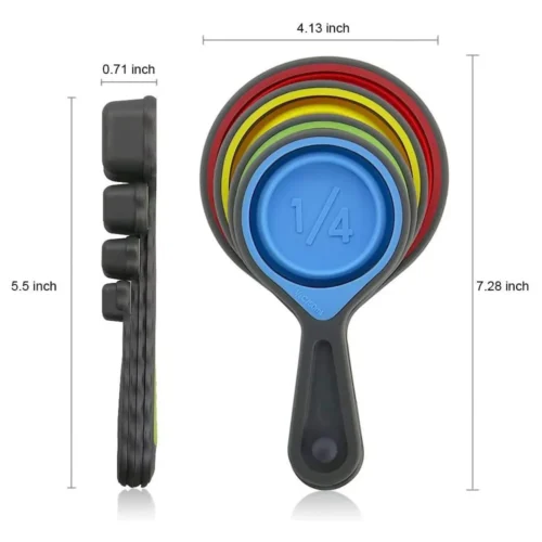 Collapsible Silicone Measuring Cups and Spoons Set - Compact Tools for Cooking, Baking, and Accurate Measurements