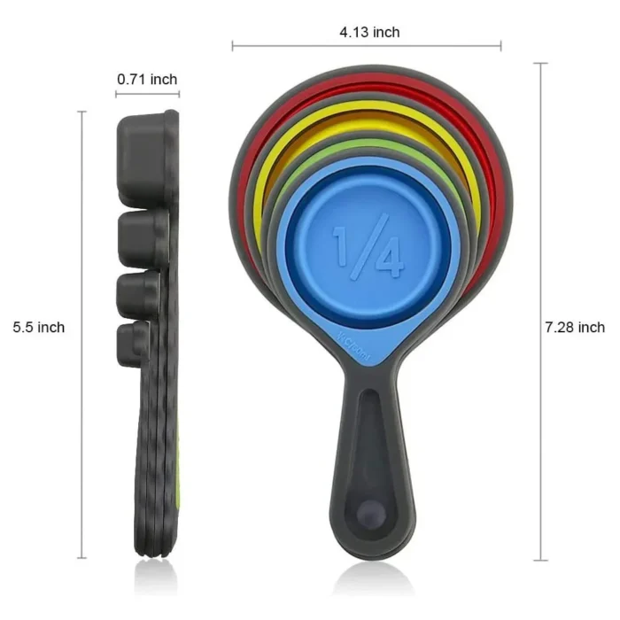 Collapsible Silicone Measuring Cups and Spoons Set /Convenient Measuring Tools for Cooking, Baking, and Precise Measures