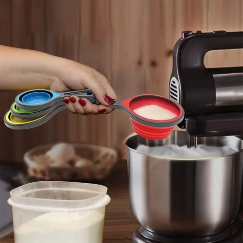Collapsible Silicone Measuring Cups and Spoons Set - Compact Tools for Cooking, Baking, and Accurate Measurements