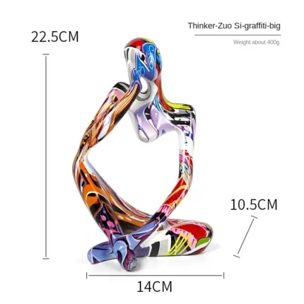 Colorful Graffiti Abstract Resin Thinker Sculpture