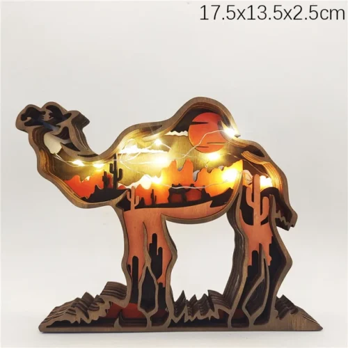 Creative Animal Wooden Table Lamp: Battery-Operated LED Night Light