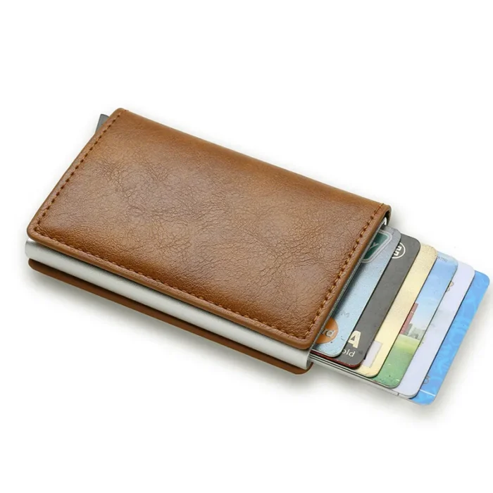 RFID Credit Card Holder, Small Leather Bank Cardholder Case, Slim, and Thin Magic Mini Wallet