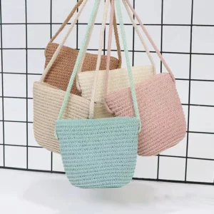 Artisan-Crafted Straw Tote for Women /Handwoven Beach Crossbody Bag with Rattan Weaving