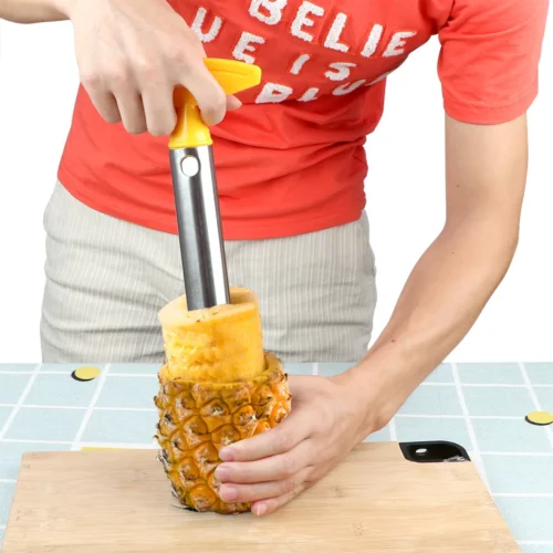 Stainless Steel Pineapple Peeler and Corer - Efficient Kitchen Tool for Peeling, Coring, and Slicing Pineapples