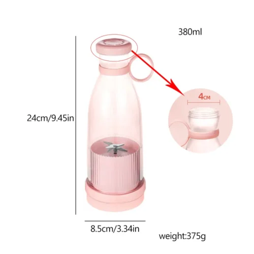 USB Rechargeable Mini Electric Blender - Portable Juice Bottle for Smoothies and Ice