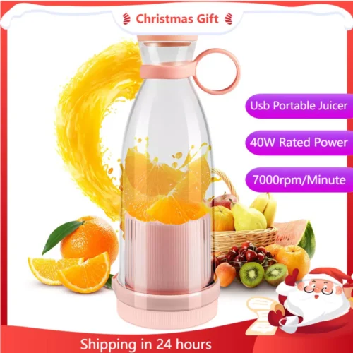 USB Rechargeable Mini Electric Blender - Portable Juice Bottle for Smoothies and Ice