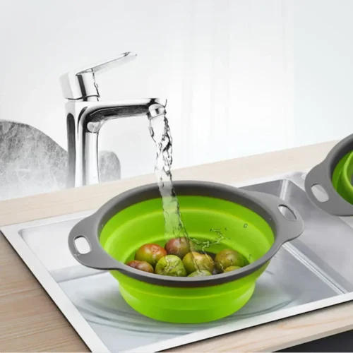 Round and Square Collapsible Colanders - Folding Fruit and Vegetable Strainers with Handles