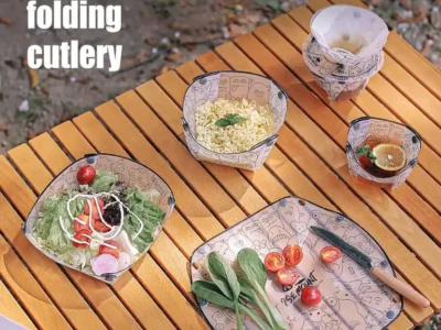 Portable Foldable Tableware Set - Heatproof and Food-Grade for Outdoor Camping and Picnics