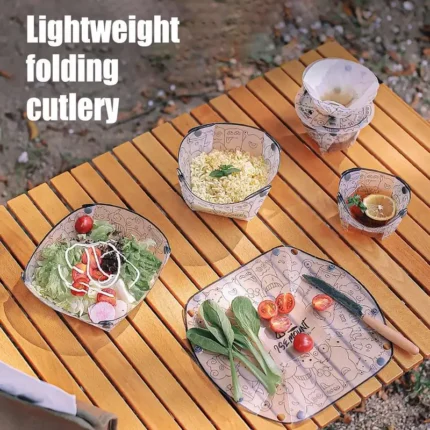 Foldable Outdoor Tableware Set / Portable and Heatproof Plate/ Transparent Bowl, Food /Grade Cup