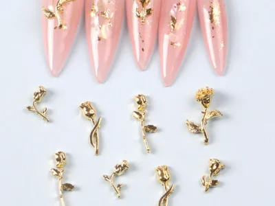 10Pcs Vintage Rose Metal Flowers for Nail Charms: Gold Alloy Punk Style Nail Art Decorations for DIY Nail Designs