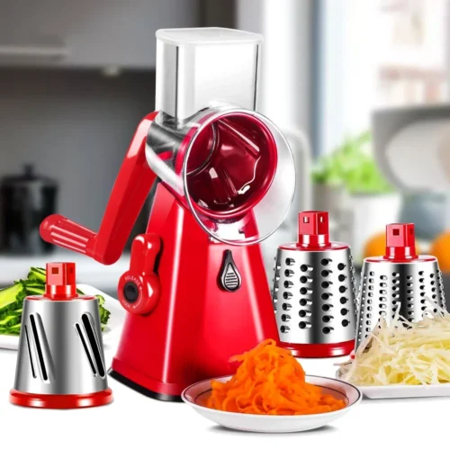 Multifunctional Round Rotate Mandoline Slicer - Manual Kitchen Gadget for Potatoes, Cheese, and Vegetables