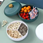 4-Compartment Food Platter with Lid - Versatile Snack, Dried Fruit, Candy, and Nut Serving Tray with Food Storage Function