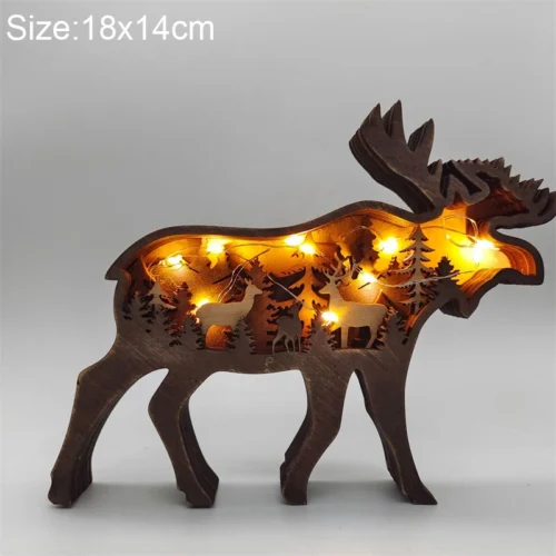 Creative Animal Wooden Table Lamp: Battery-Operated LED Night Light