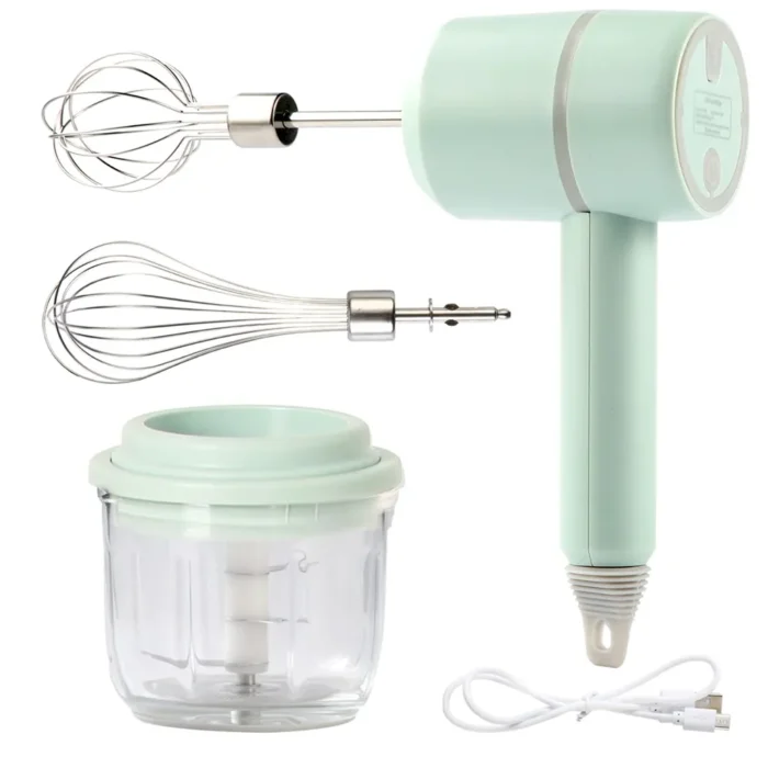 Portable Electric Food Processor Set - Includes Blender, Hand Mixer, Milk Frother, Egg Beater, and Cake Baking Kneading Mixer