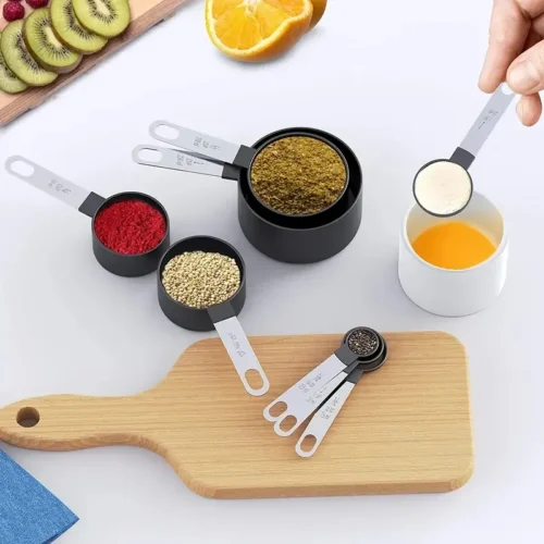 8-Piece Measuring Cups and Spoons Set with Stainless Steel Handles